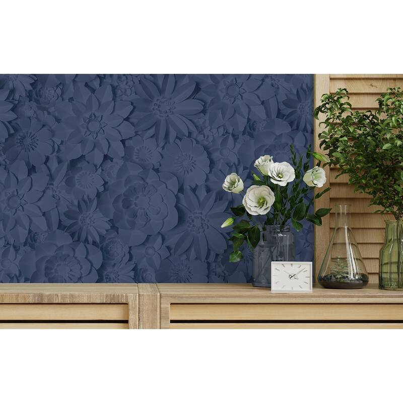 Fine Decor Dacre Dark Blue Floral Wallpaper