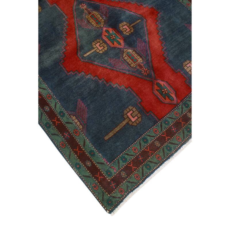 Fine Vintage Distressed Golshan Navy/Red Rug - 4'11" x 9'3"