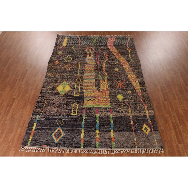 Tribal Moroccan Area Rug Handmade Oriental Wool Carpet - 8'7" x 12'6"