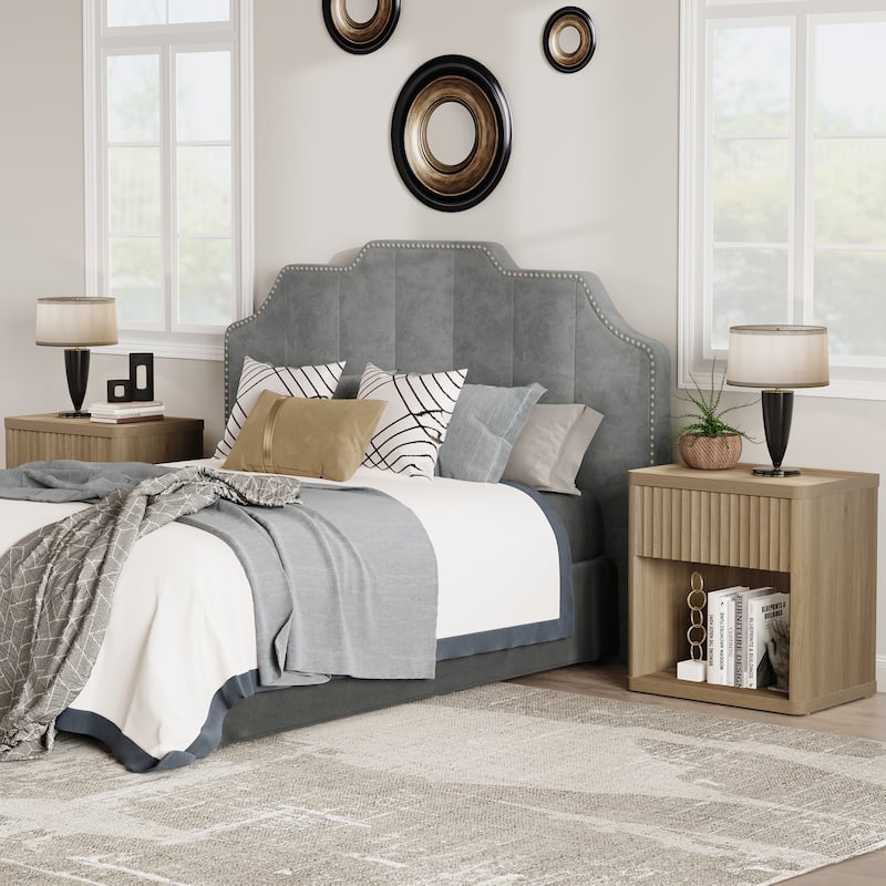 SICOTAS Set of 2 Nightstand with 1 Drawer and Open Storage