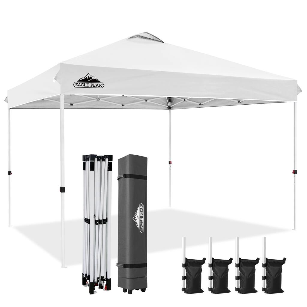EAGLE PEAK 12x12 Pop Up Canopy Tent Instant Outdoor Canopy Easy Set Up Straight Leg Folding Shelter with Wheeled Bag