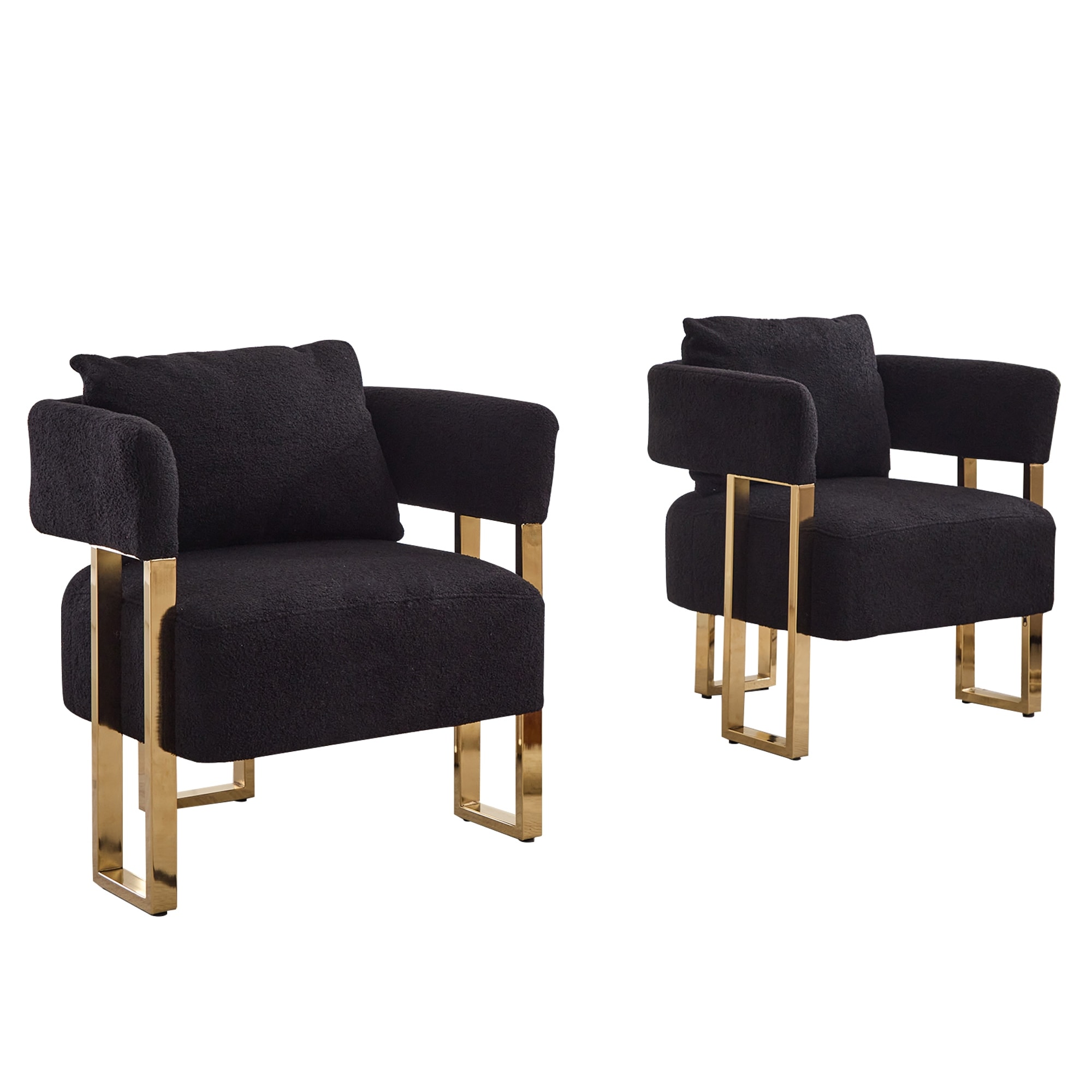 Decorative Chair Side Chair Black Gold Padded Chair with Metal Legs, Reading Chair Vanity Chair for Living Room