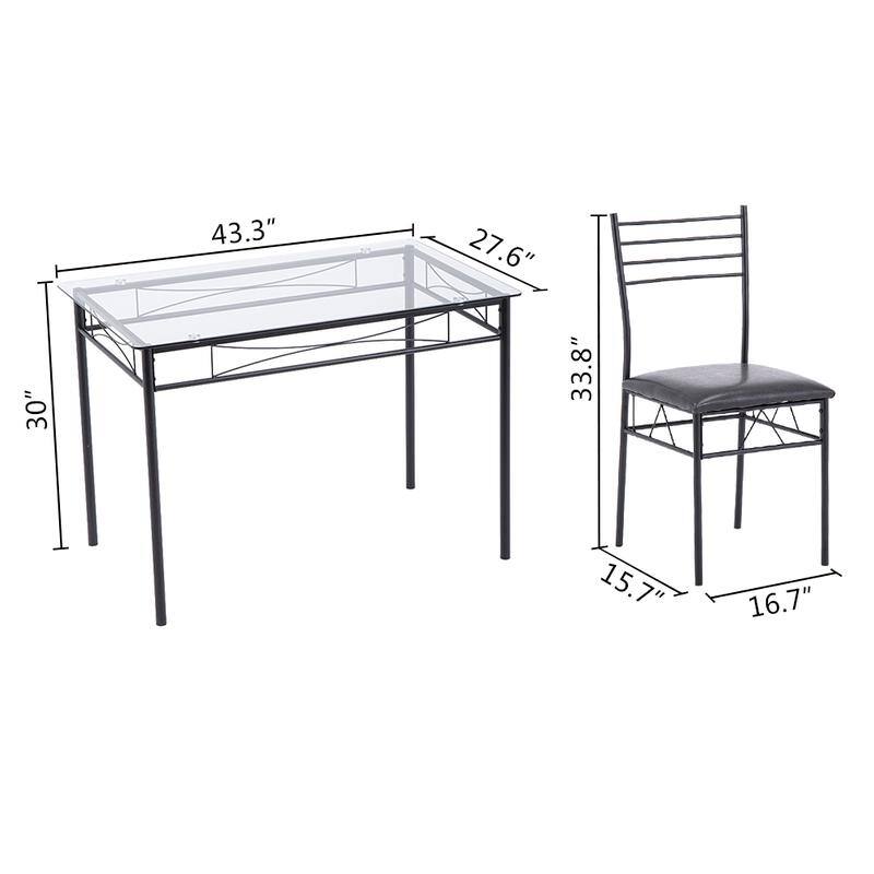 Zimtown Sakn Iron and Glass 5-piece Dining Set