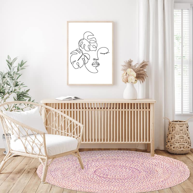 ECARPETGALLERY Braided Weave Palas Denizli Pink Jute Rug - 3'0 x 3'0