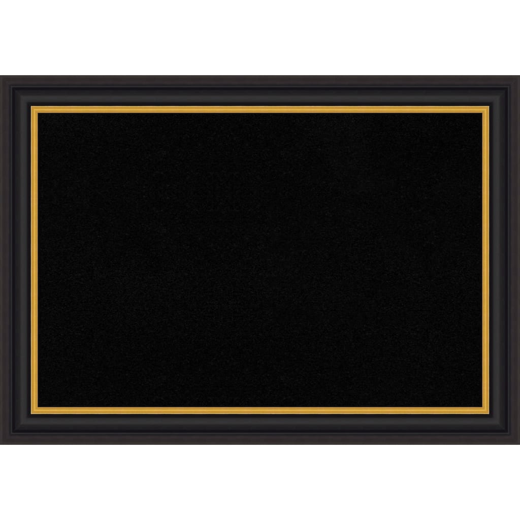 Sierra Black Brown Wood Framed Cork Board - Bulletin Board, Organization Board, Pin Board