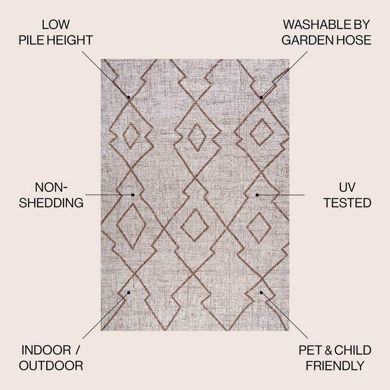 JONATHAN Y Derya Tribal Diamond Trellis Indoor/Outdoor Area Rug