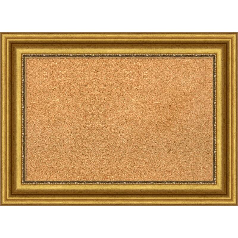 Parlor Framed Cork Bulletin Memo Board - 30-Inch x 22-Inch - Parlor Gold