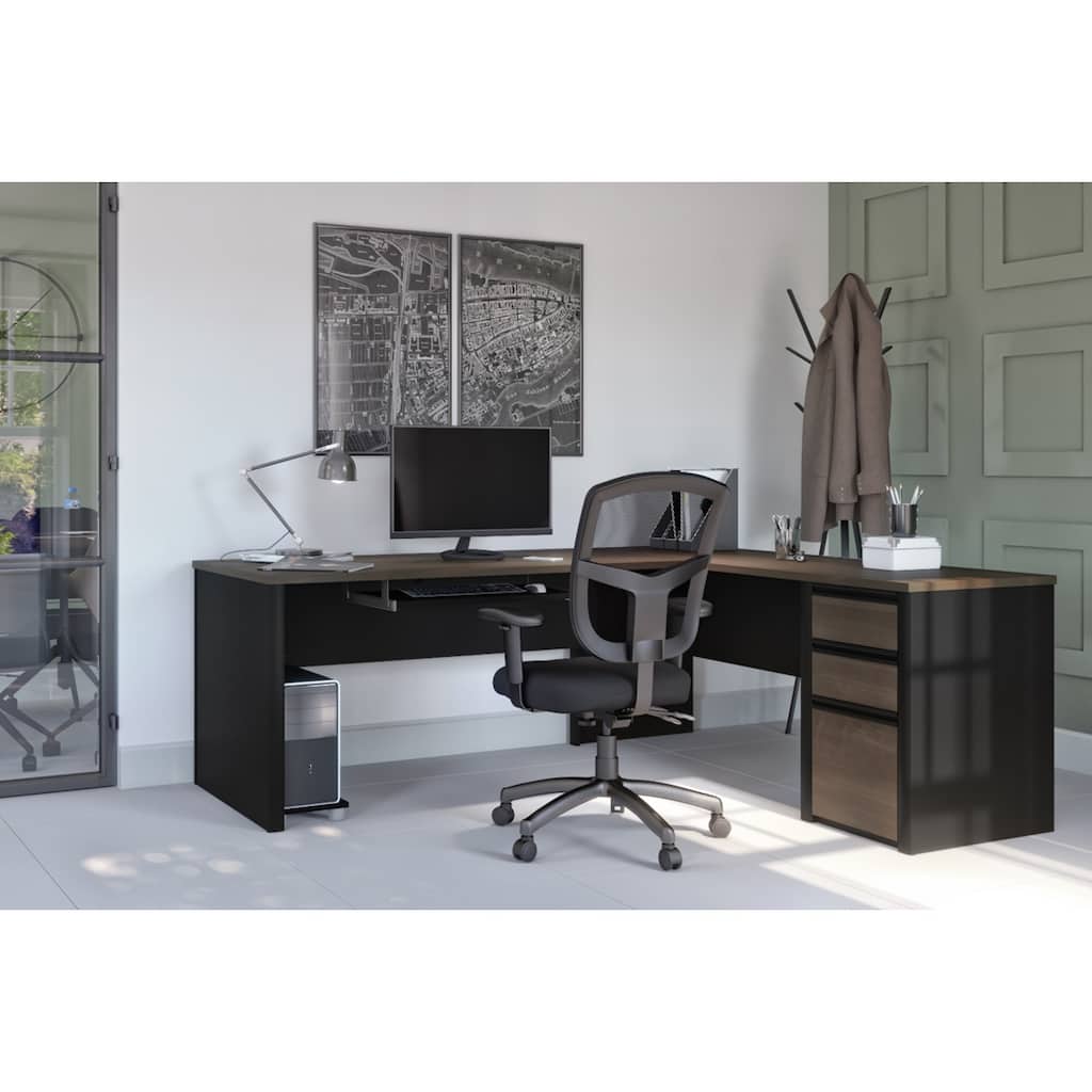 Bestar Connexion 72W L Shaped Desk with Storage Drawers