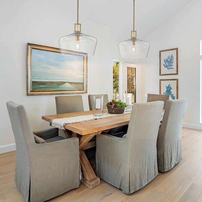 Clear Glass Chandelier 1-Light Pendant for Kithchen Dining Room - 18