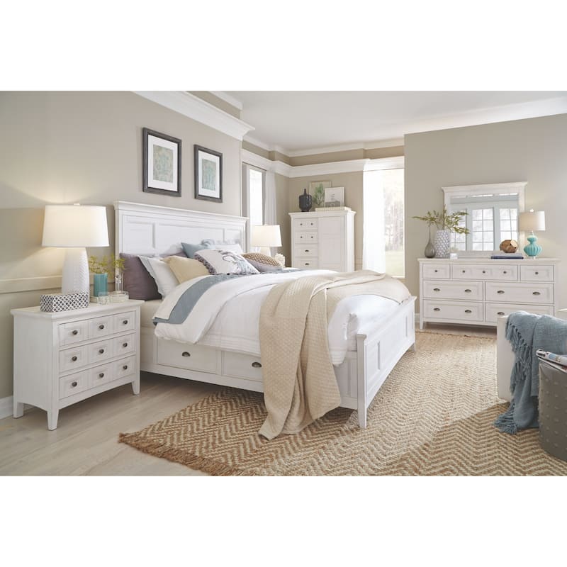 Magnussen Home Heron Cove Chalk White And Dovetail Grey 2 Tone Drawer Dresser With Landscape Mirror
