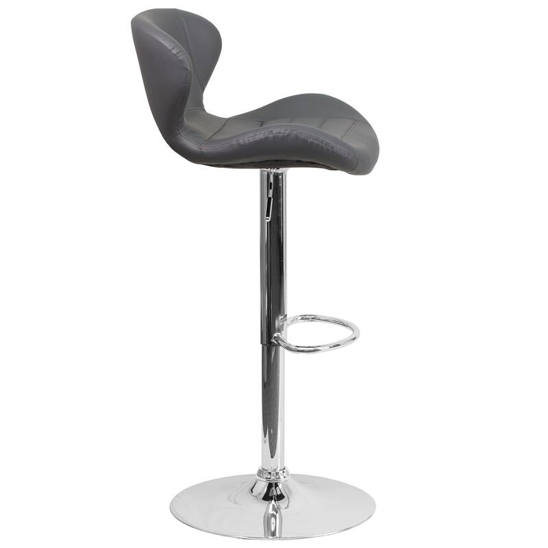 Modern Low-back Height-adjustable Chrome/Vinyl Barstools (Set of 2)