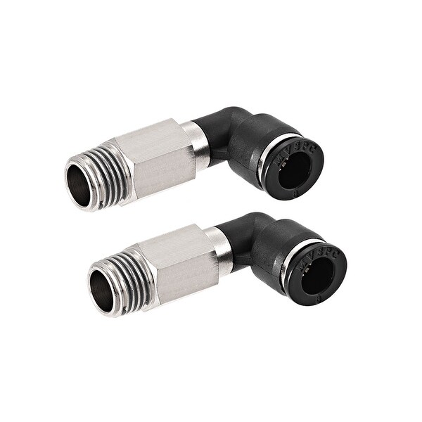 8mm Tube To 1/4 NPT Push Lock Elbows L Shape Air Fittings 2pcs