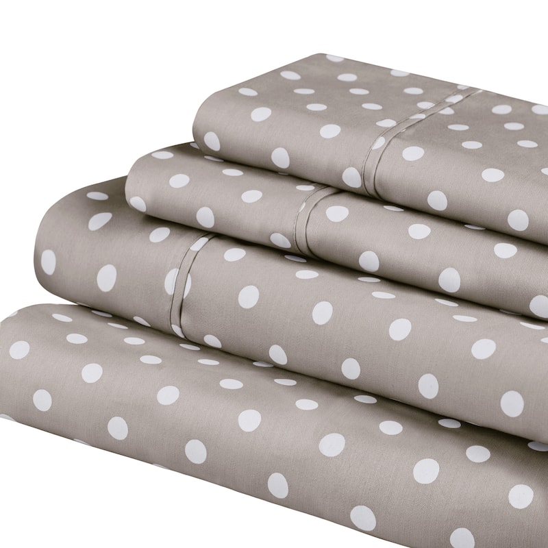 Superior Thread Count 600TC Cotton Blend Polka Dot Bed Sheet Set