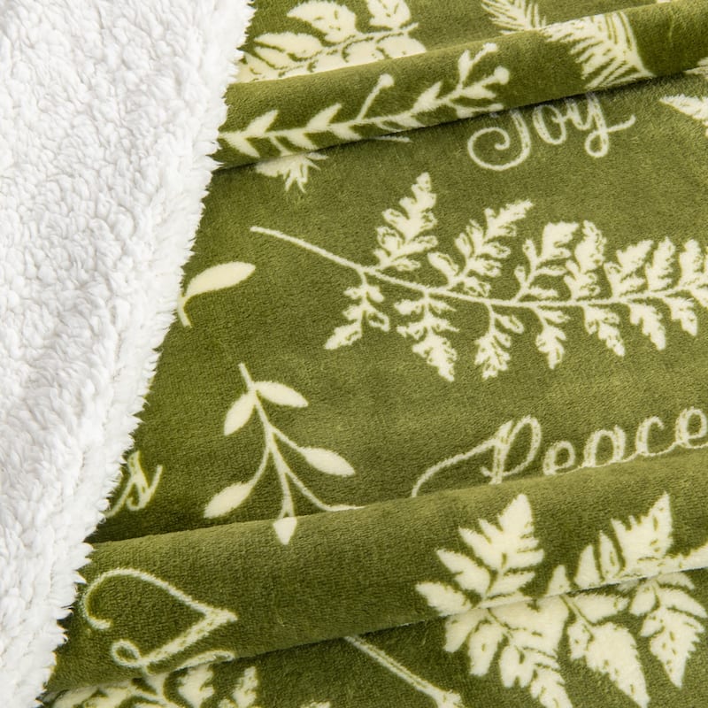 Linery & Co. Velvet Plush Fleece Reversible Sherpa Holiday Printed Throw.