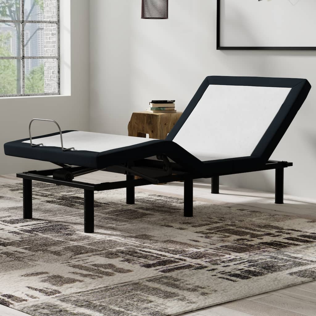 Twin XL Size Metal Adjustable Platform Bed Base with Massage, USB Ports and LED Lighting