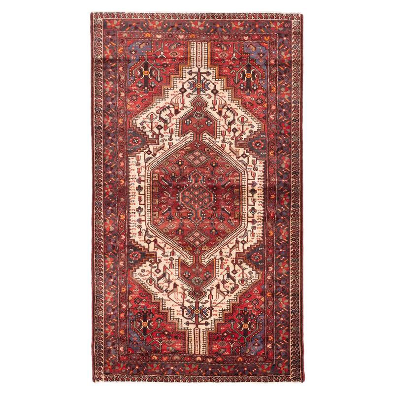 ECARPETGALLERY Hand-knotted Anadol Cream, Red Wool Rug - 4'6 x 7'9