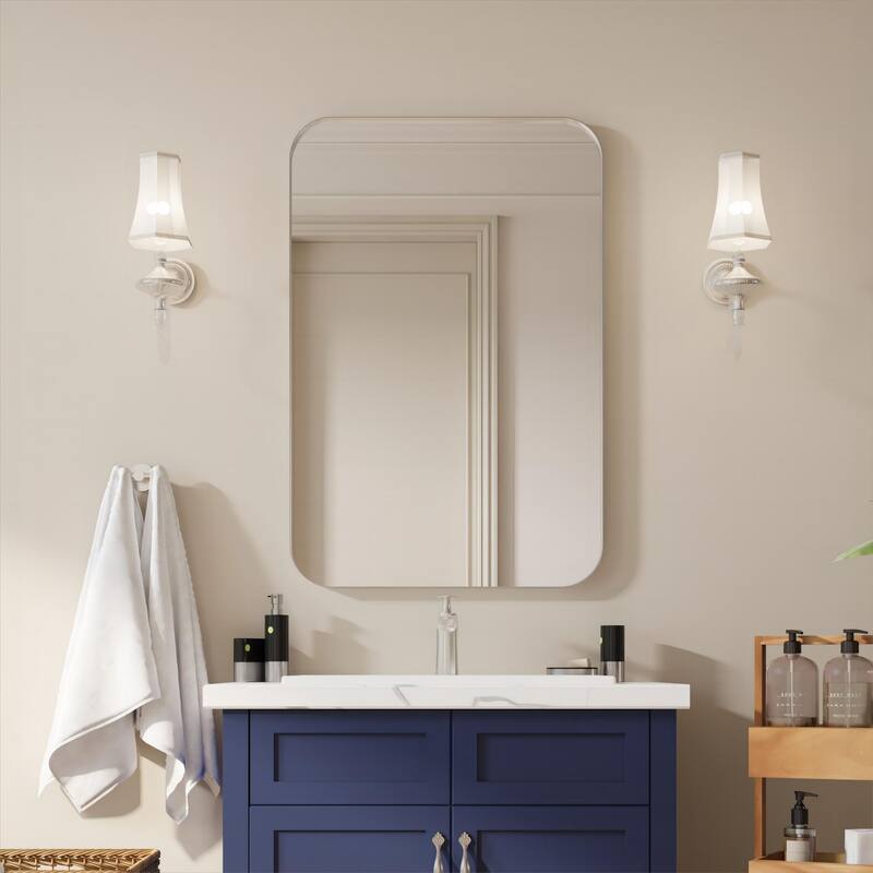 Organnice Rectangular Aluminum Frame Vanity Bathroom Mirror with Clear Glass