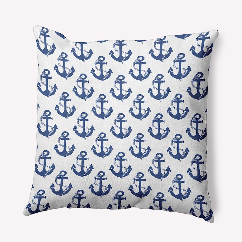 Anchor Pattern Decorative Throw Pillow - 18" x 18" - Nautical Navy