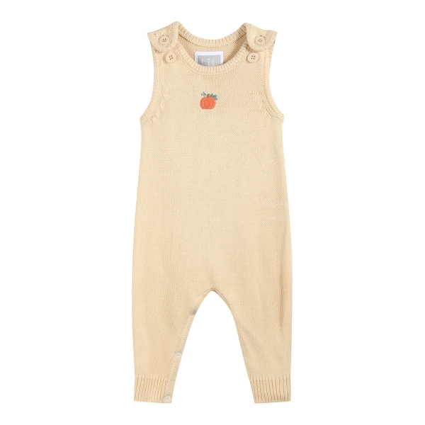 slide 2 of 4, Light Brown Pumpkin Knit Romper