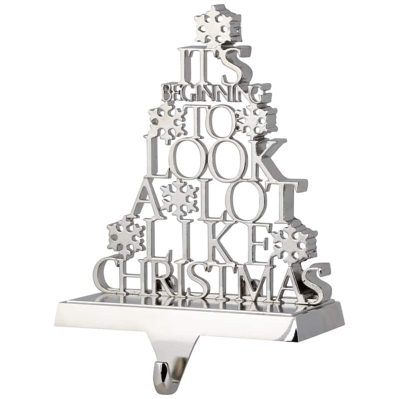 "It's Beginning to Look a Lot Like Christmas" Metal Tree Stocking Holder - 6.5"
