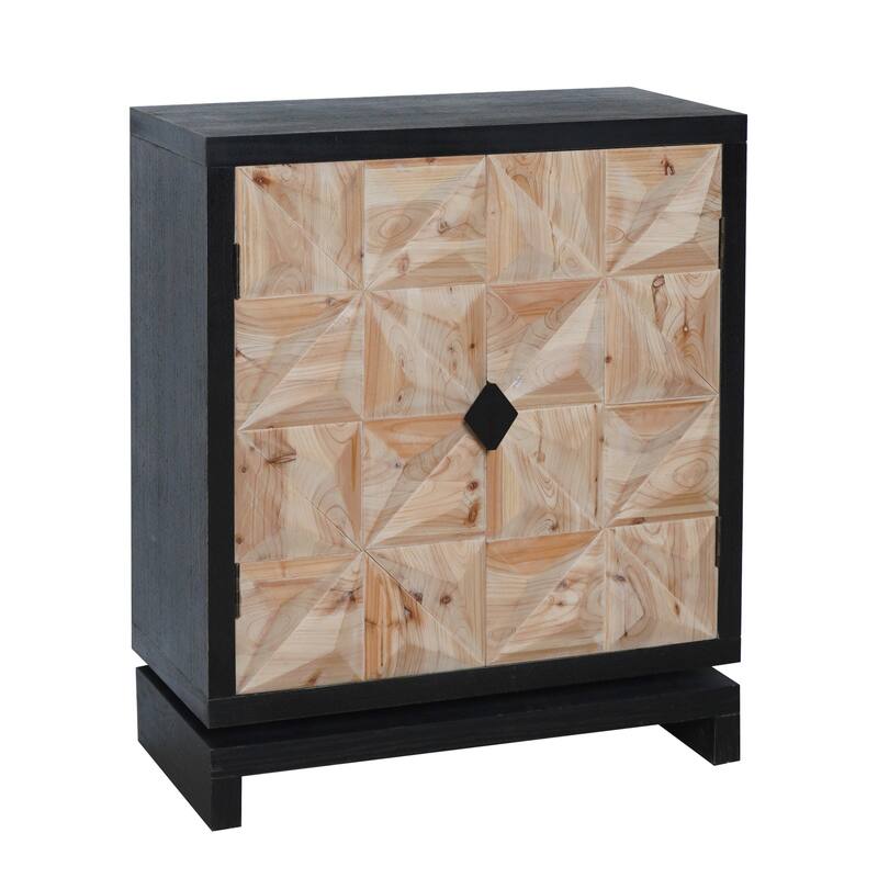 3D Geometric Carved Double-Door Cabinet - Manufactured Wood Storage Cabinet, Modern Decorative Furniture