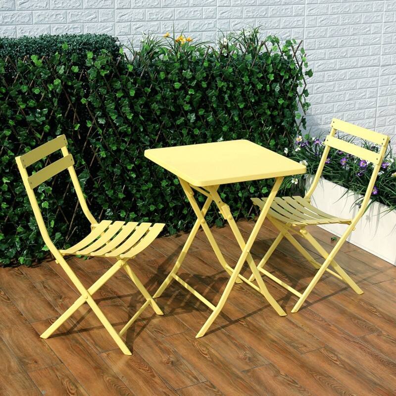 3-Piece Patio Bistro Set, Outdoor Metal Folding Conversation Set for Balcony, Cafe, Yard