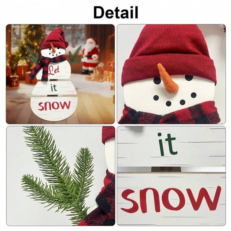 28‘’ H Wooden Snowman Christmas Porch Sign, Outdoor Christmas Decorations for Porch & Front Door Holiday Décor