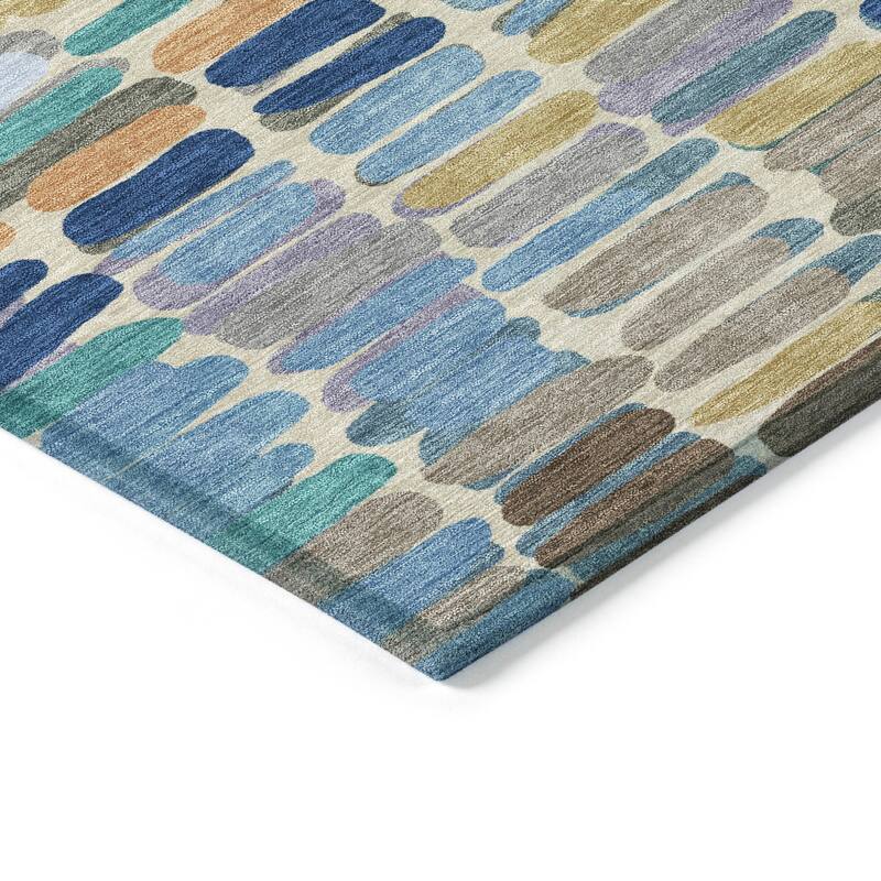 Machine Washable Indoor/ Outdoor Modern Caps Chantille Rug