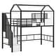 preview thumbnail 15 of 14, Stylish Metal Loft Bed with Roof Design and A Storage Box, Twin, Pink
