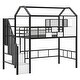 preview thumbnail 15 of 14, Stylish Metal Loft Bed with Space Saving Option with A Bottom Nook, Roof Design with Ladder and A Storage Box, Twin, Pink