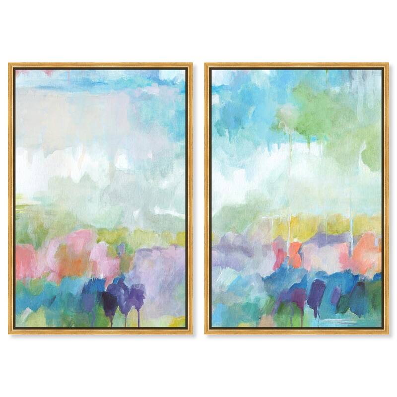 Harmonic Greens Canvas Set of 2 by Art Remedy - 10" x 15" - Gold