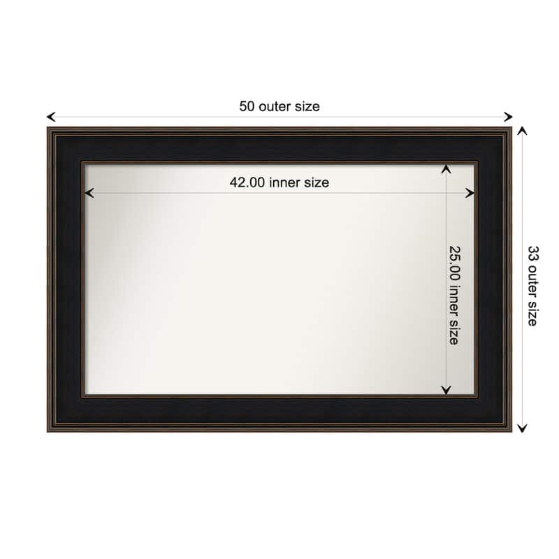 Mezzanine Espresso Framed Non-Beveled Custom Wall Mirror, Bathroom Vanity Mirror - Outer Size: 49.75 x 32.75