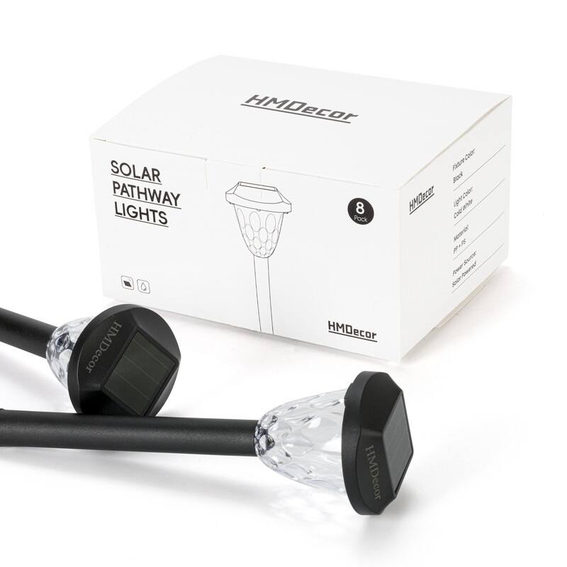 HMDecor 8 Pack Solar Outdoor Lights, Bright Solar Pathway Lights with Great Pattern, Waterproof Auto On/Off Solar Lights