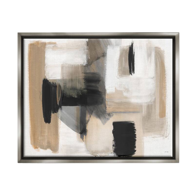 Stupell Tan & Black Collage Framed Floater Canvas Wall Art Design by Stella Chang