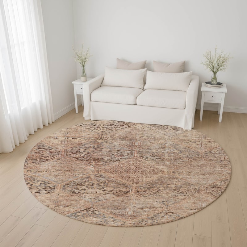 Premium Washable Super Soft Vintage Traditional Mayfield Rug - Copper - 8' x 8'