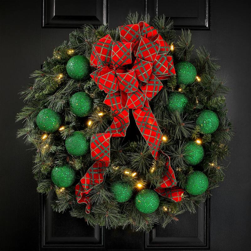 80mm Wired Shatterproof Plastic Glitter Sequin Ball Ornament Set of 12