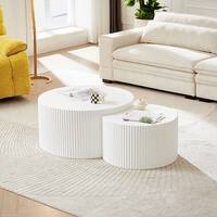 Modern Farmhouse Round Accent Nesting Side Coffee Table Set (Set of 2 ...