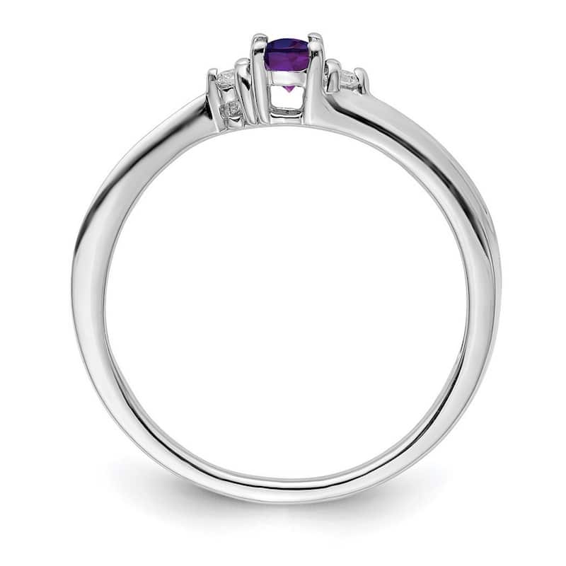 Curata 925 Sterling Silver Rhodium Plated Amethyst Ring