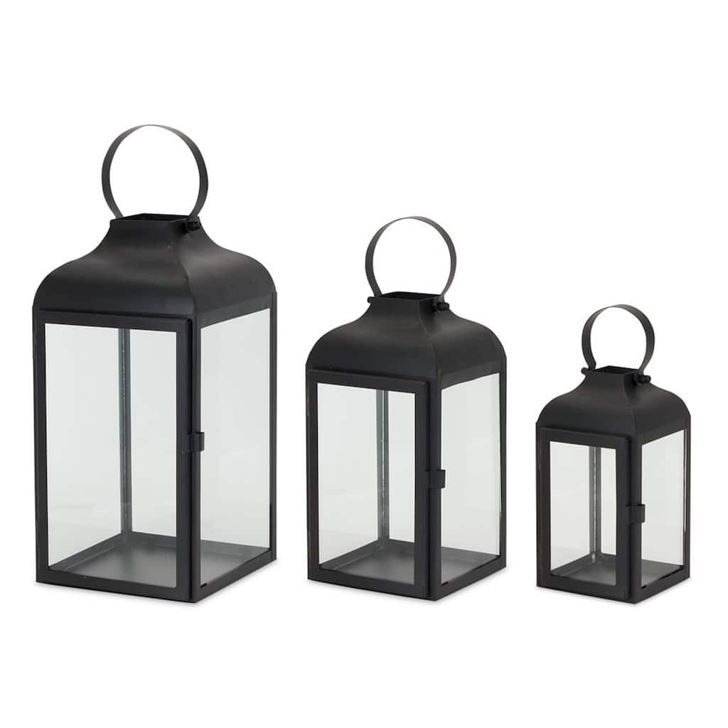 Iron Lantern (Set of 2) - 6.5 x 6.5 x 16; 5.25 x 5.25 x 12.75; 4 x 4 x 10