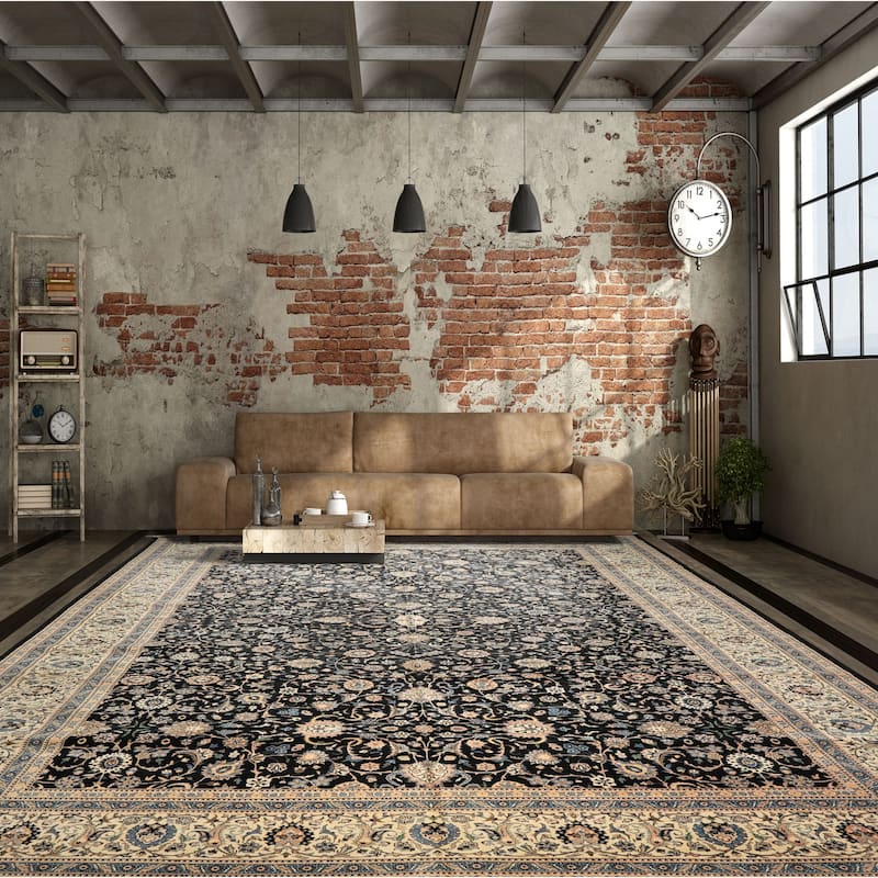 11'11''x18'6'' Hand Knotted Wool Black Pak Perzian 300 KPSI Rug - 11' 11'' x 18' 6'' - 11' 11'' x 18' 6''