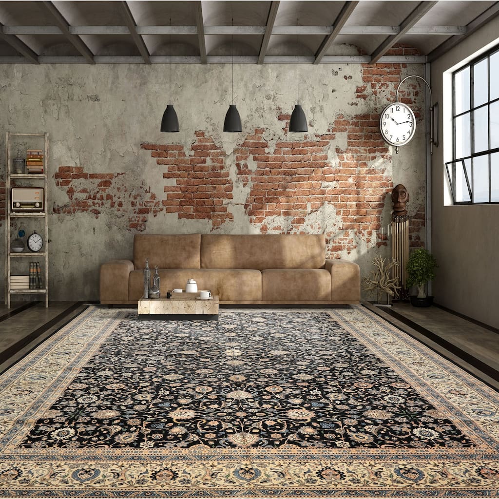 11'11''x18'6'' Hand Knotted Wool Black Pak Perzian 300 KPSI Rug - 11' 11'' x 18' 6''