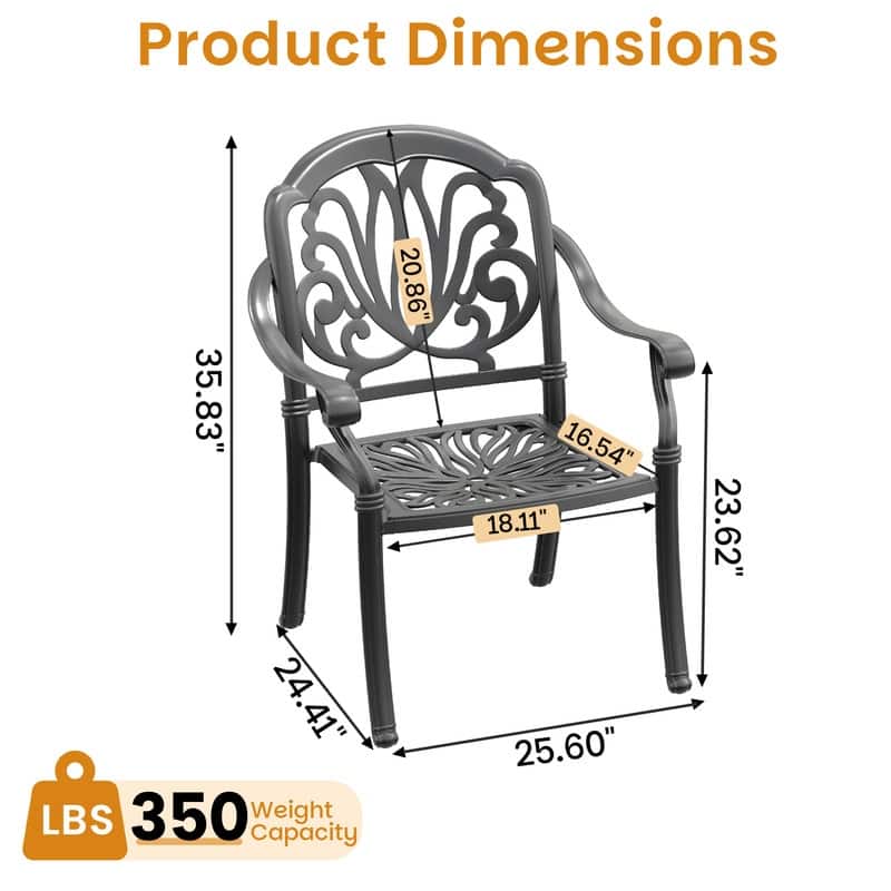 Stacking OutdoorPatio Dining Armchair with Brown Cushions