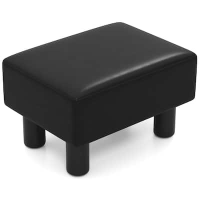 Costway Small Ottoman Footrest PU Leather Footstool Rectangular Seat