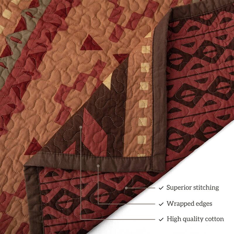 Paseo Road Broken Arrow Western Bedding Tribal Aztec 3 Piece Reversible Quilt Set