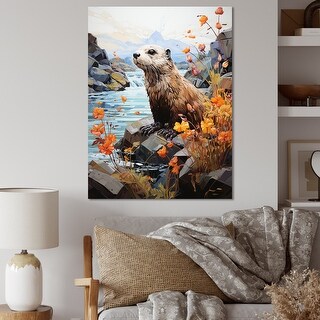 Designart quot Brown Otter Playful River Dweller quot Otter Wall Decor Bed