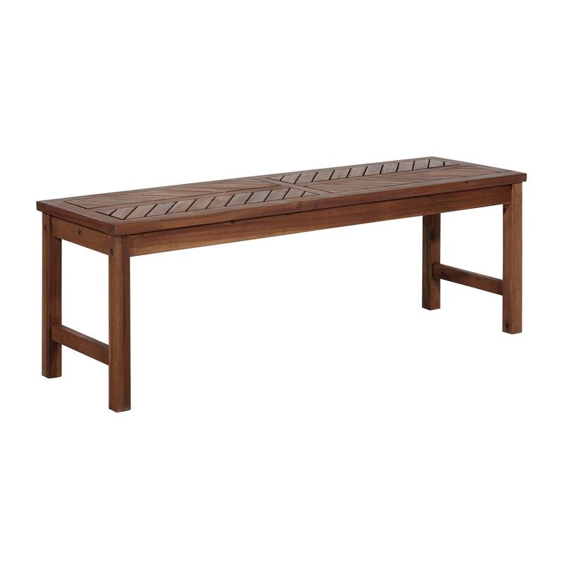Walker Edison Elephant Point Acacia Wood Chevron Bench