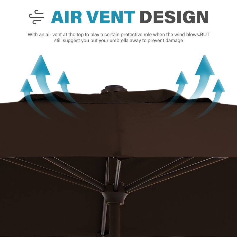 6.5*10ft Rectangular Patio Market Umbrella with Crank & Tilt, UV & Water-Resistant Canopy