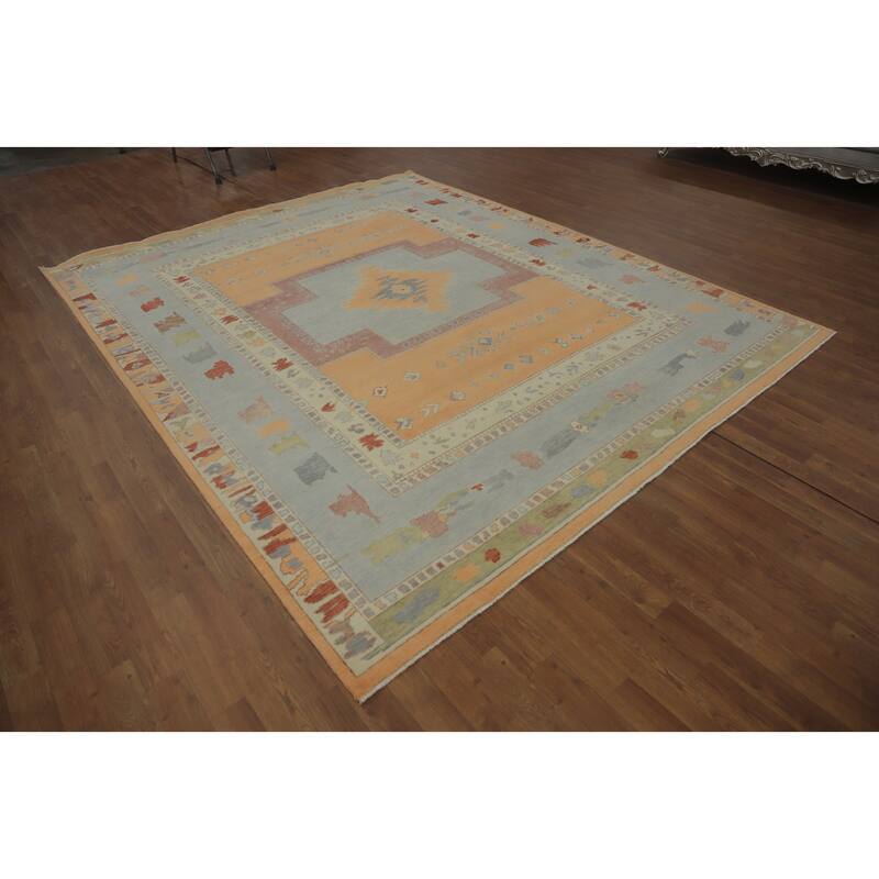 Vegetable Dye Gabbeh Turkish Area Rug Geometric Carpet - 9' 9'' X 8' 2''
