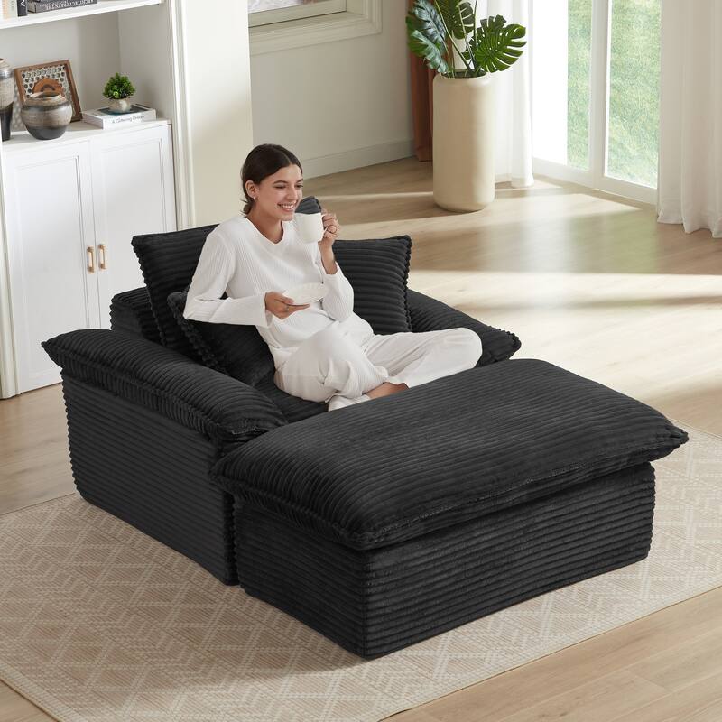51.97" Modern Comfortable Cushioned Compression Single Sofa with Footrest