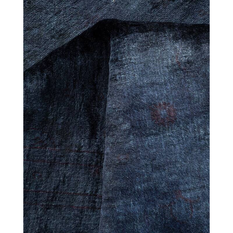 Overton Hand Knotted Wool Vintage Inspired Modern Contemporary Overdyed Black Area Rug - 4' 2" x 6' 4"
